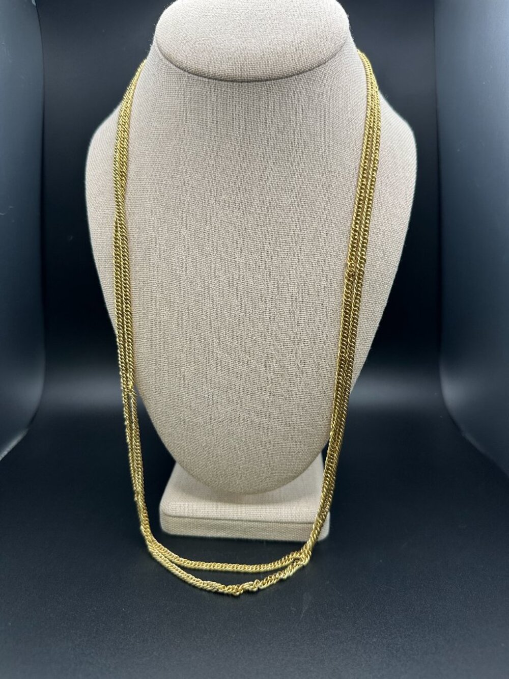 Extra Long Gold Tone Curb Chain Necklace Layering Wrap Statement